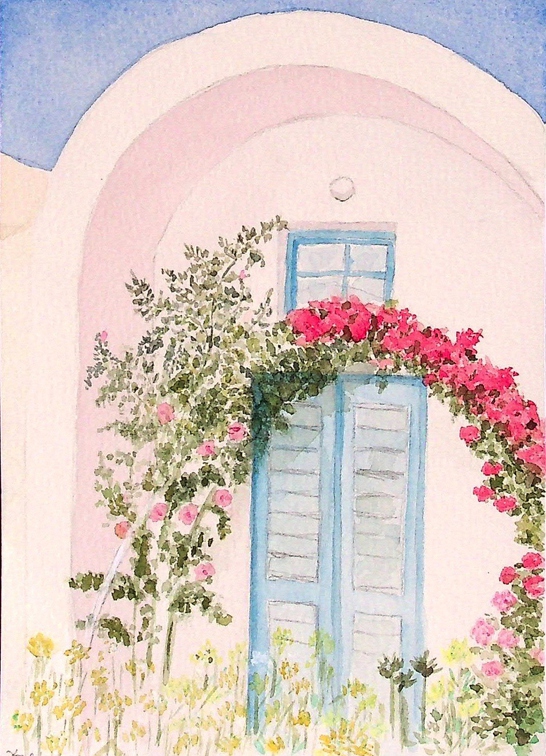 1996-07-10 Hauseingang auf Naxos 16,9x12cm t