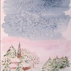 o.J. Winterliche Landschaft mit Kirche 21x14,8cm t