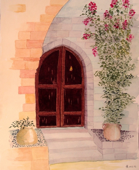1993-07-18 Hauseingang in Lindos (Rhodos) 32x24cm t