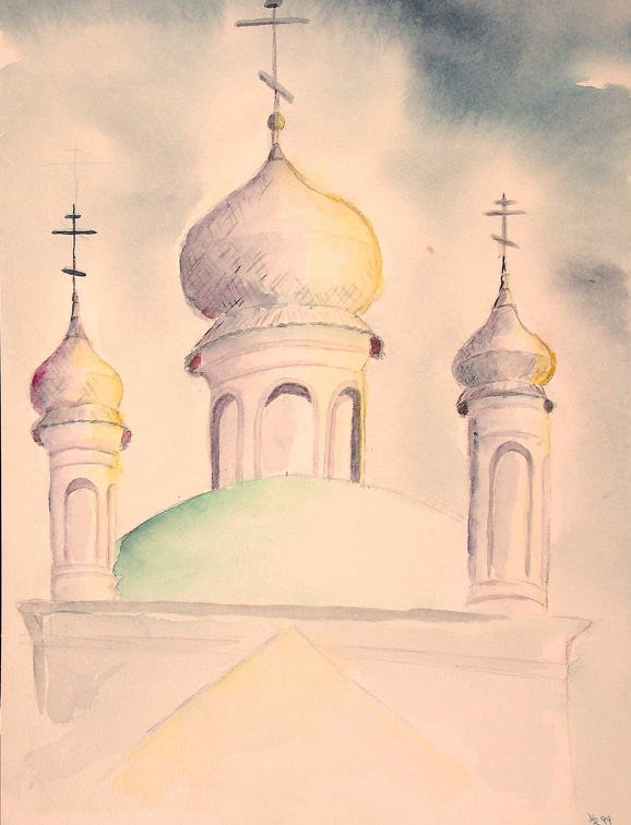 1994-08-05 Türme einer orthodoxen Kirche 32x24cm t