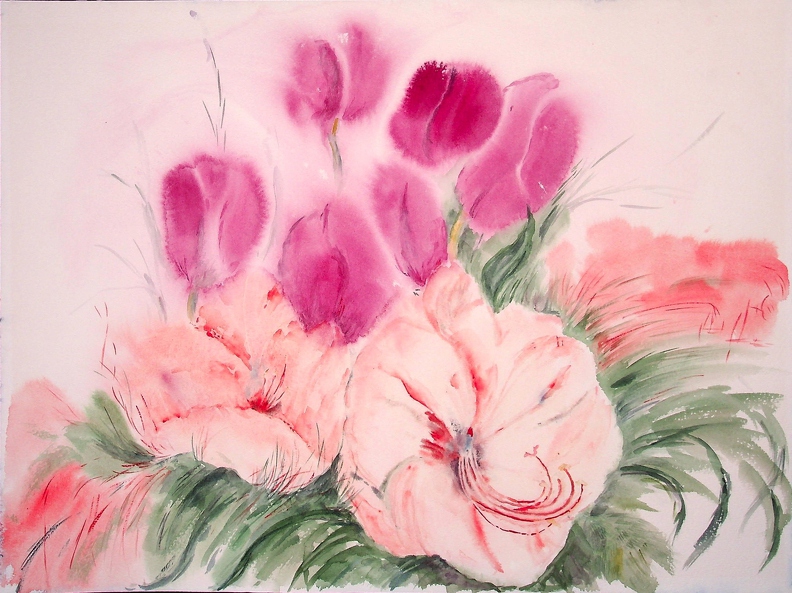 o.J._Blumenstrauß mit roten Tulpen und unbekannten Blüten_48x36cm_t.jpg