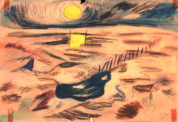 o.J. Watt bei Sonnenuntergang 41,5 x 28,5cm t