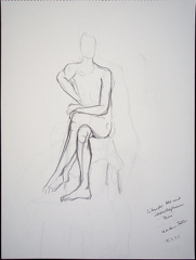1993-09-16 Sitzender Akt mit überschlagenem Bein 40 x 30cm t