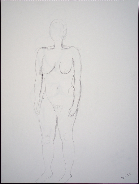 1993-09-23 Skizze weiblicher Akt von vorn 40 x 30cm t