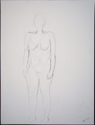 1993-09-23 Skizze weiblicher Akt von vorn 40 x 30cm t