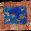 2008 o.S. 3D-Collage Goldene Fische im Teich nach Paul Klee 21 x 18cm a