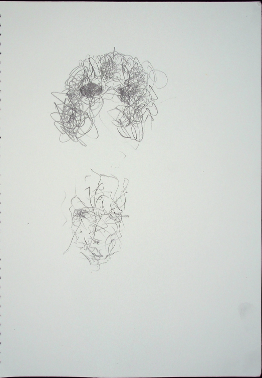 2010 o.S. 2 Kopf-Skizzen in einem Strich 35 x 25cm t